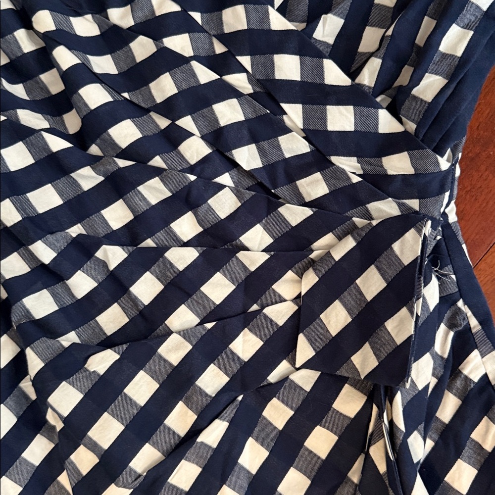 Fame And Partners Blue and White Checkered Mini Dress Hidden Zip Back Size 2 - Picture 4 of 7